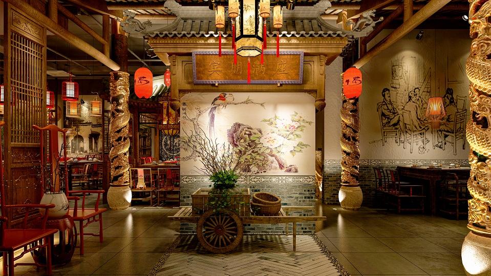 中式餐厅设计：雕龙画凤和田园风光，你选哪一家？