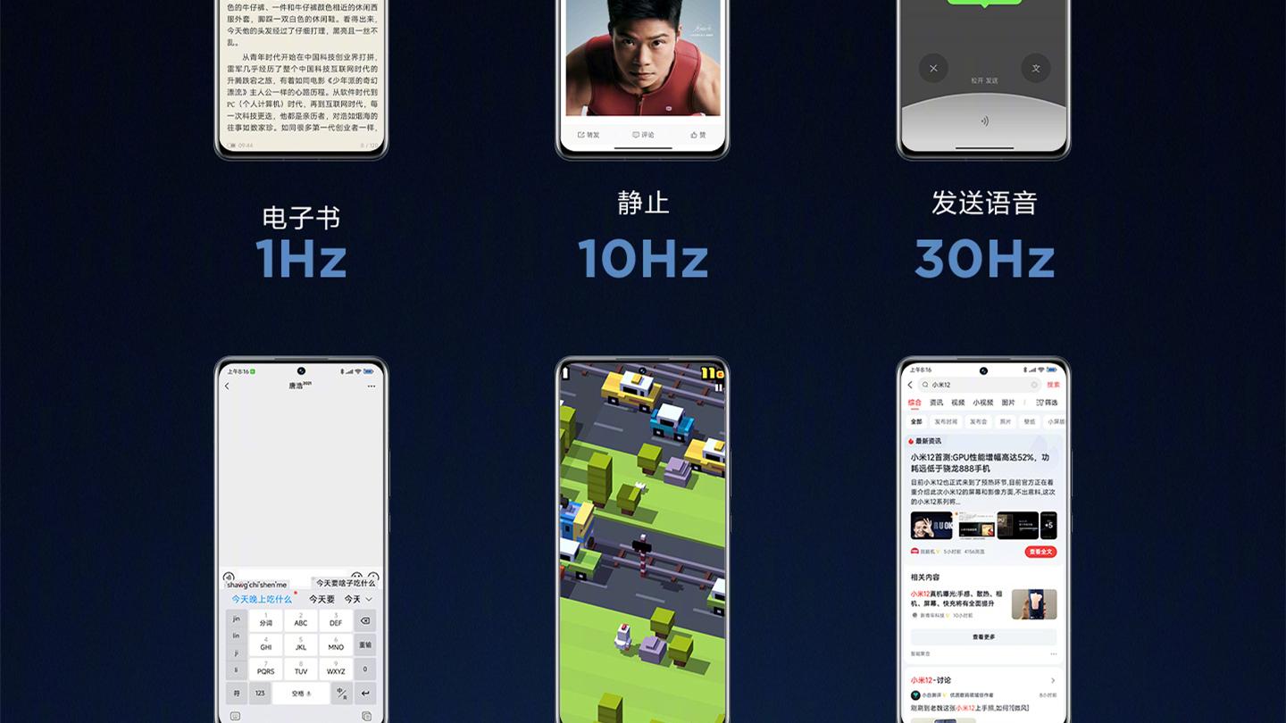 小米12Pro：三星2K E5屏、iPhone同款自适应刷新率技术