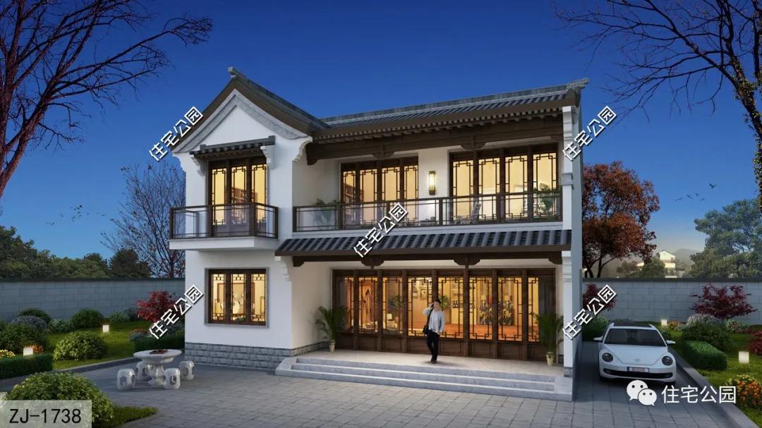 室内电梯+品质套卧+下沉客厅，12×13米新中式美墅