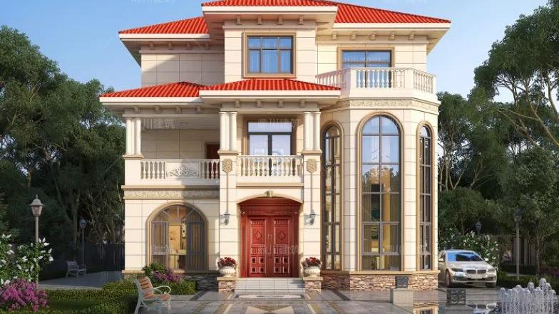 12×12米三层复式别墅，旋转楼梯+屋顶露台，真正的高品质好别墅