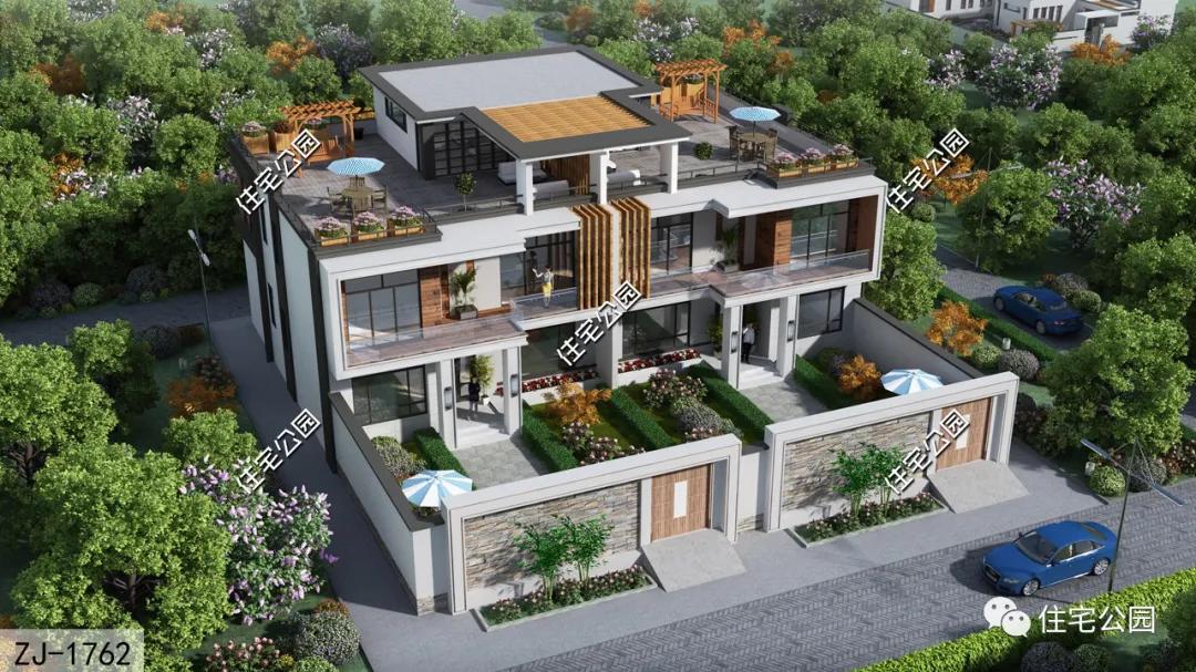 经典双拼户型，22×14米雅致别墅，舒适庭院+露台+多套房设计