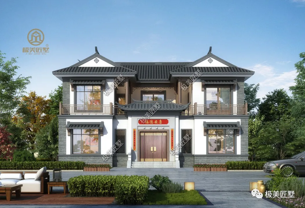 我们村最吸睛的中式别墅，占地一百二十来平，人人都能建