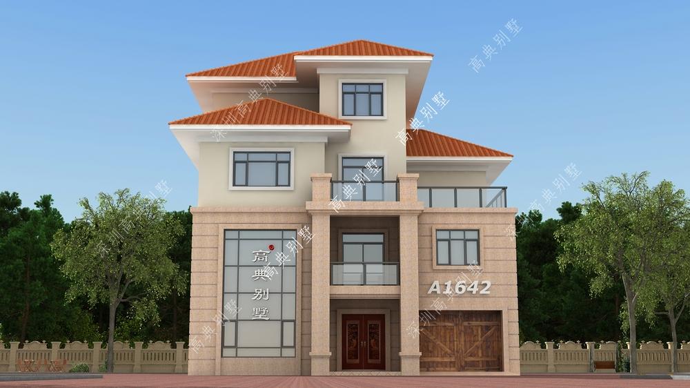 带车库的欧式别墅，非常适合四世同堂入住，简单而单调。