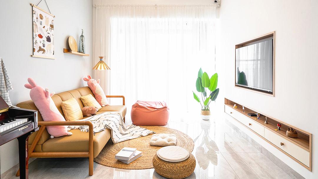 正式入住新房，不做吊顶，只刷乳胶漆，68㎡硬装7万，简约又耐看