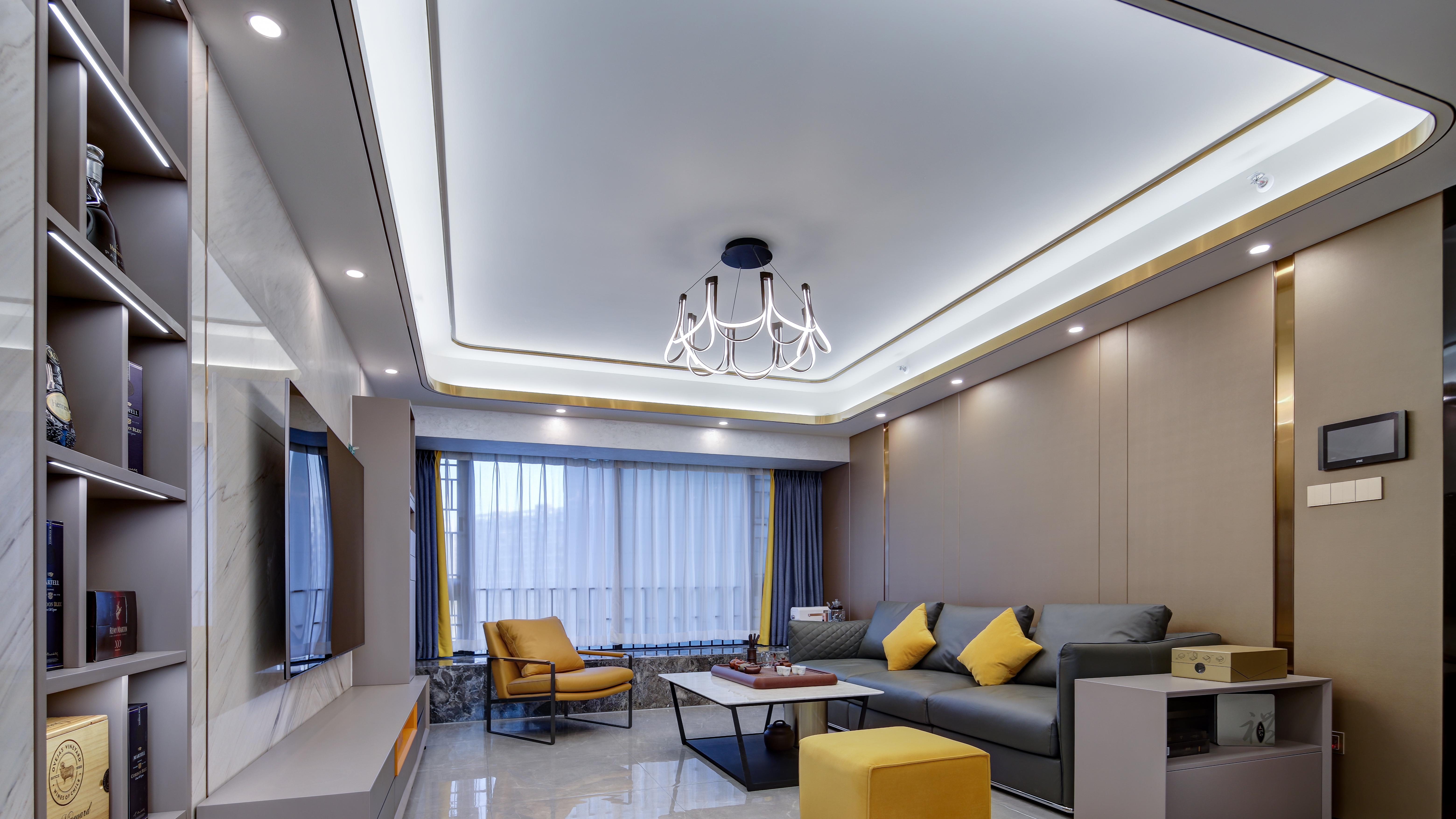 深圳市名雕设计师|130m2现代中式风，咖白灰色调营造的和谐层次感