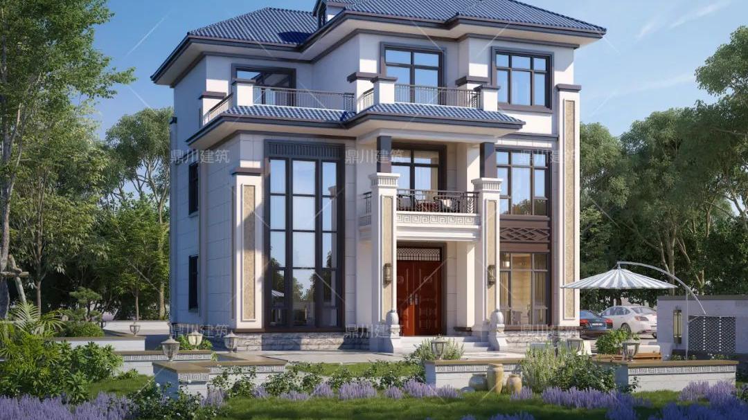 堂屋+挑空客厅，清雅新中式三层美宅，11×13米感受田园新生活