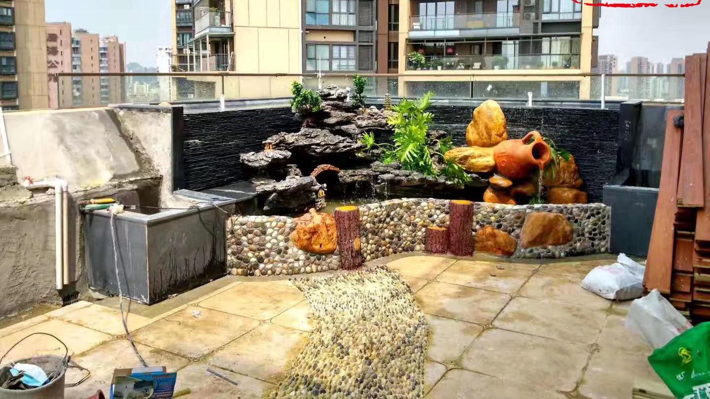 天然造景英石假山设计  英石室内外庭院鱼池假山制作