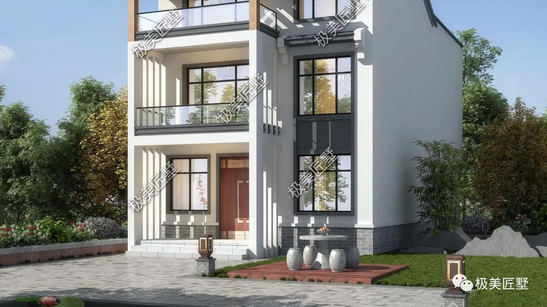 占地不到一百平，带庭院的中式别墅，村里都羡慕！