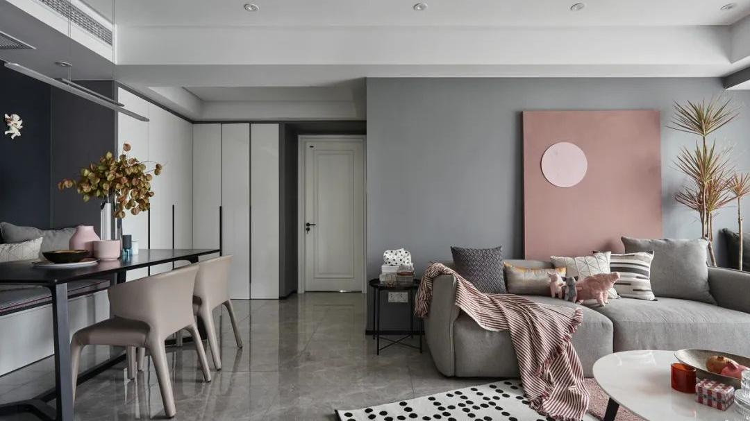 高级灰+烟粉，89m2的撩人轻熟风，全屋都是满分操作！