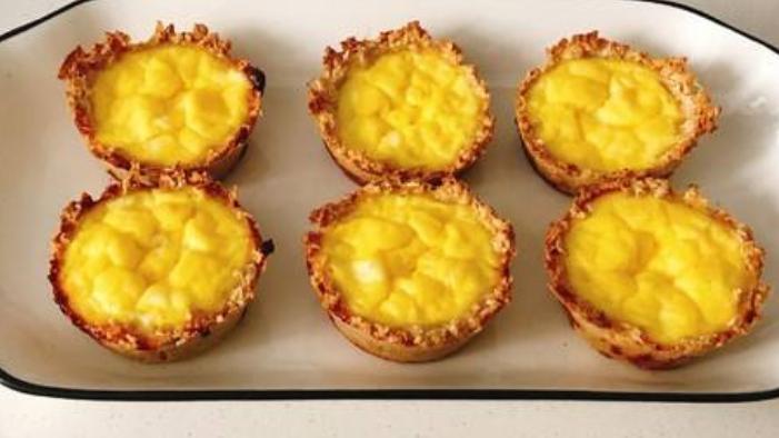 酸菜|燕麦风味的早餐蛋挞，香甜味美又解馋，家人吃了都说棒