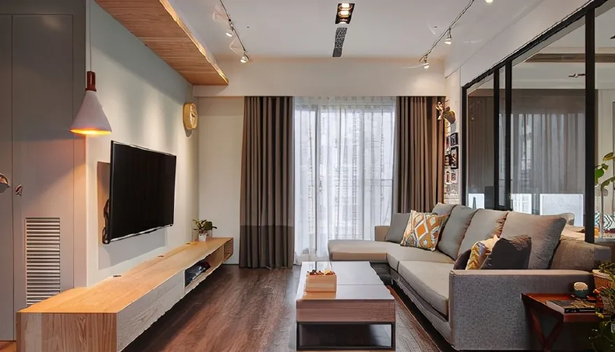 86㎡现代简约风，电视墙简单素净，完工效果真不错！