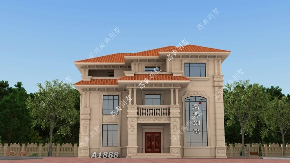 适合农村建的欧式别墅，外形美观，不突兀，建的人很多。