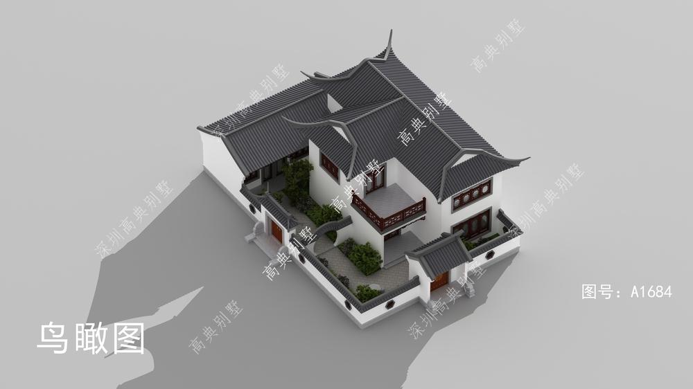 这款中式两层别墅，外表沉稳耐看，是年轻人喜欢的户型。