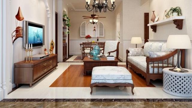 98平中式风三居室跟着时尚的步伐，也满足现代人‘混搭’的乐趣