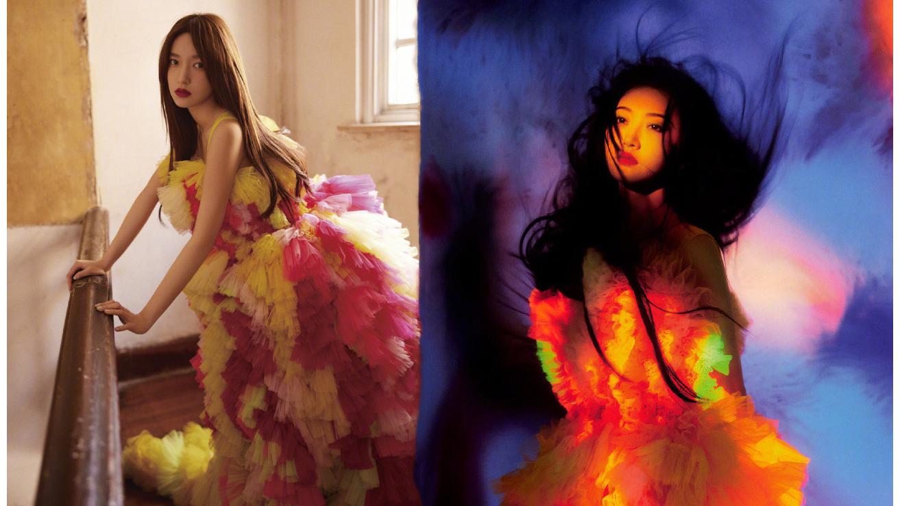 程潇|程潇和景甜撞衫！一个美得像花仙子，一个充满梦幻色彩，结果你想不到