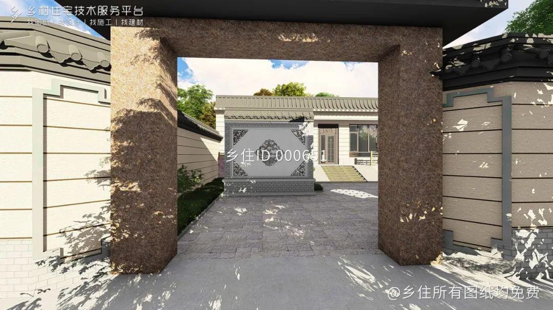 乡住科技免费图纸土建造价33.5万面宽15.6m进深11.6m 一层中式别墅
