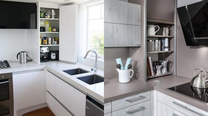 厨房转角台面不浪费，装一组矮柜与吊柜连接，能多5㎡收纳地