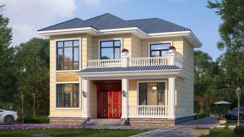 10×9米二层农村小别墅，5室3厅带大露台，20万造价小家庭都爱建