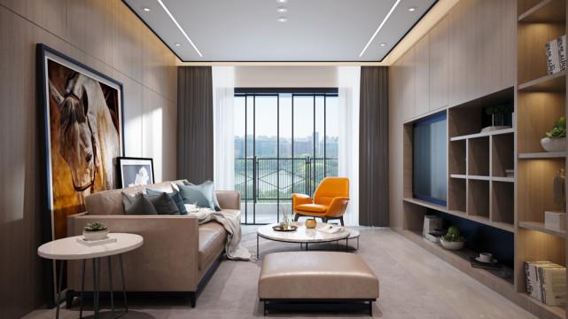 120平现代风三居室，灰色和米黄色让灰暗的空间一下子亮起来