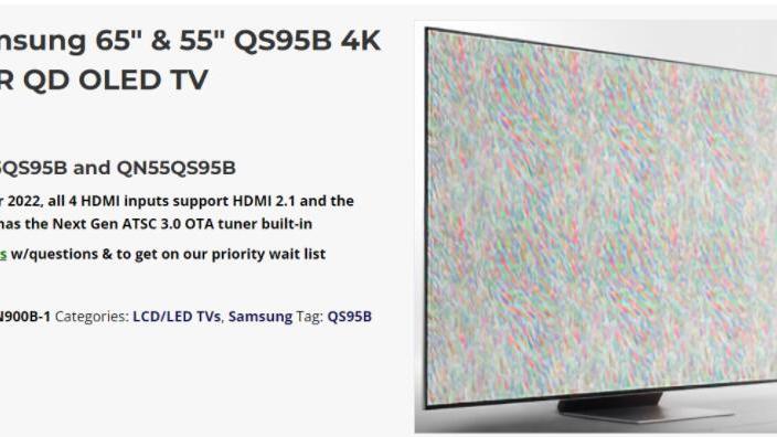 OLED|三星首款QD-OLED电视要来了，或将命名QS95B