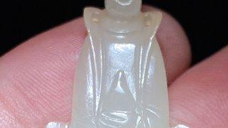 |明 和田玉籽料 白玉 莲花座 玉佛 挂件 玉?珮?