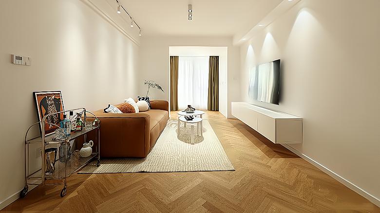 她家的装修没有随大流，仅用白墙与原木，轻松打造出极简温馨的家