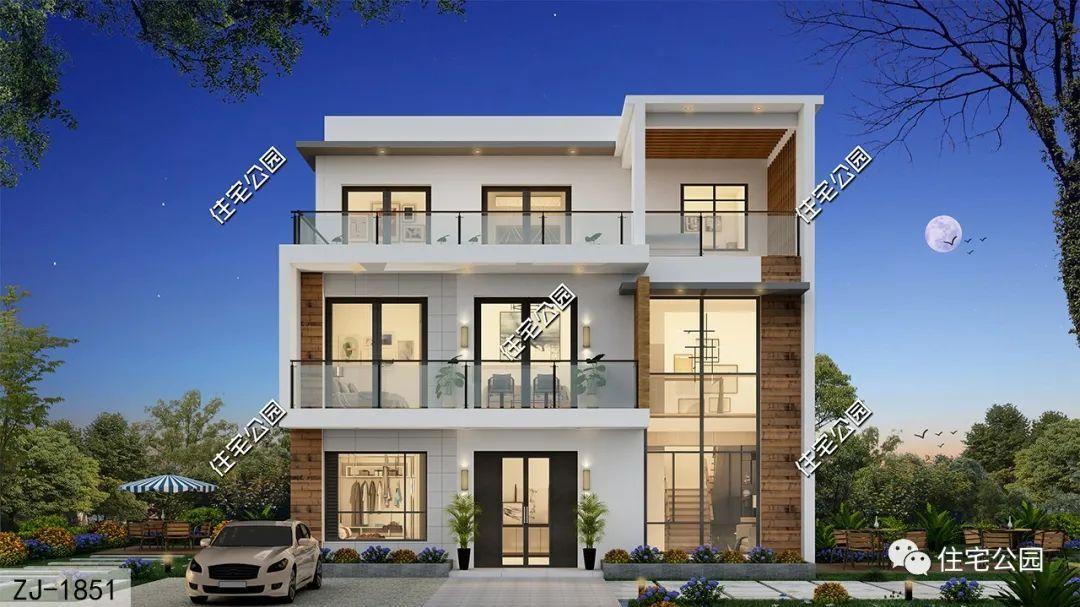 封闭式餐厨+明亮客厅+舒适卧室，12×10米三层现代别墅