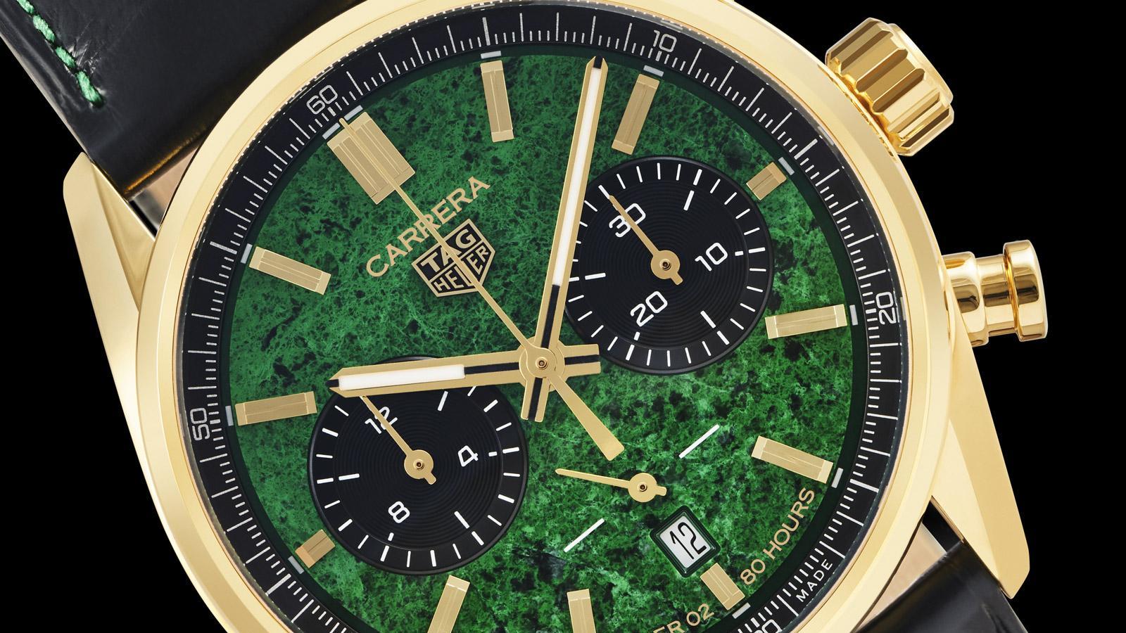 泰格豪雅推出带有绿色宝石表盘的卡雷拉“科尔蒂纳 手表”