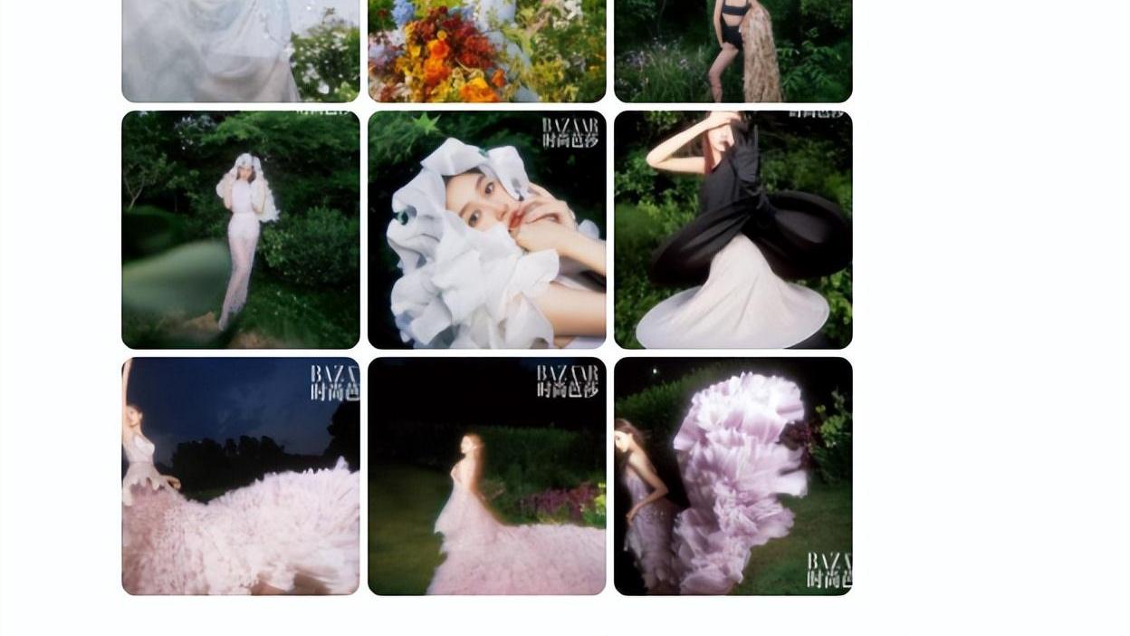 关晓彤|关晓彤最新时尚大片，白色透纱裙化身森林精灵，大长腿若隐若现