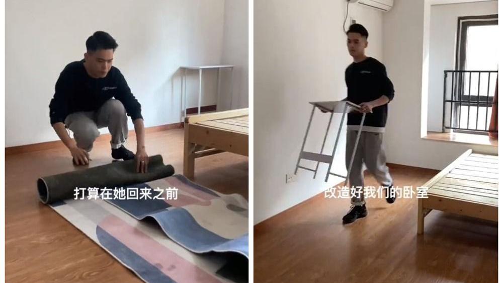 他为女友改造15㎡卧室，将闲置卧室变成温馨小窝，网友：太有爱了