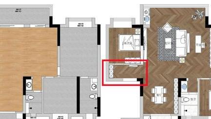 只是将卧室门改个朝向，玄关大了2倍！玄关柜也有处放，不占道了