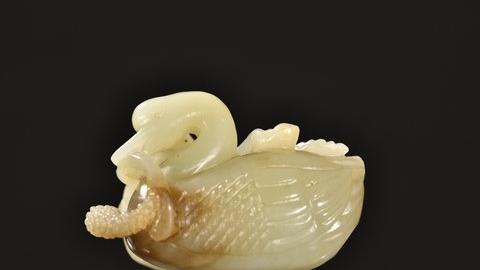 |清代 和田玉鹅把件