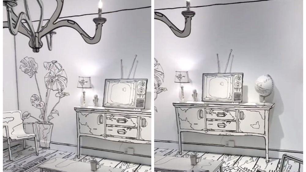 她把家装饰成“黑白漫画”，手绘线条以假乱真，网友：也太牛了