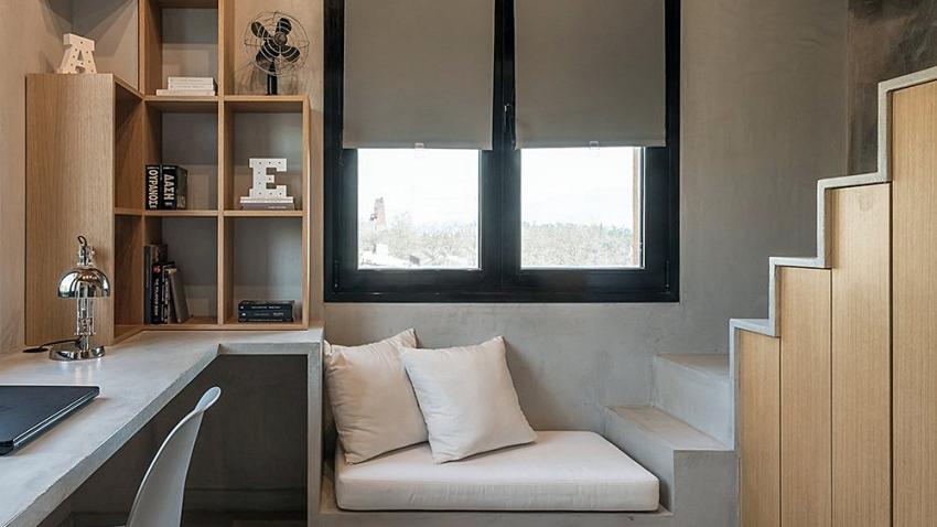 【希腊建筑事务所】灰阶色彩与木质调形塑轻盈宽敞感