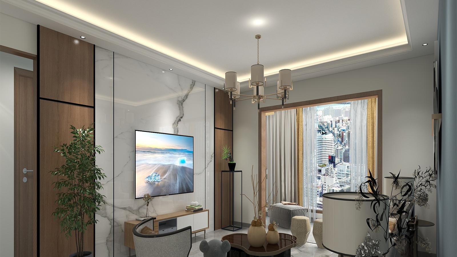 【鲁班装饰】玉泽苑126m2新中式风格 简洁硬朗