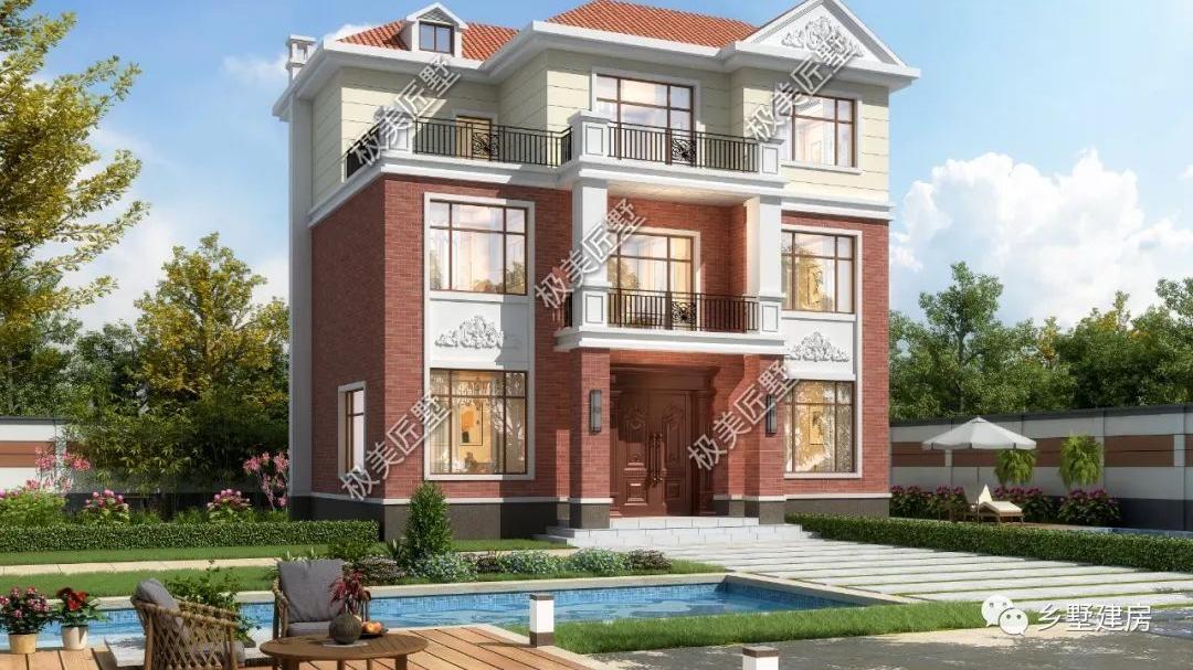 这样的三层简欧风别墅谁不爱，暖暖的红色温暖的家