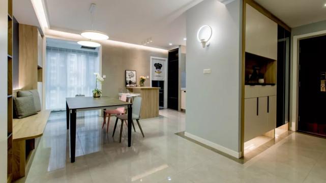 143平简约风三居室，餐厅卡座的周边居然做了柜子