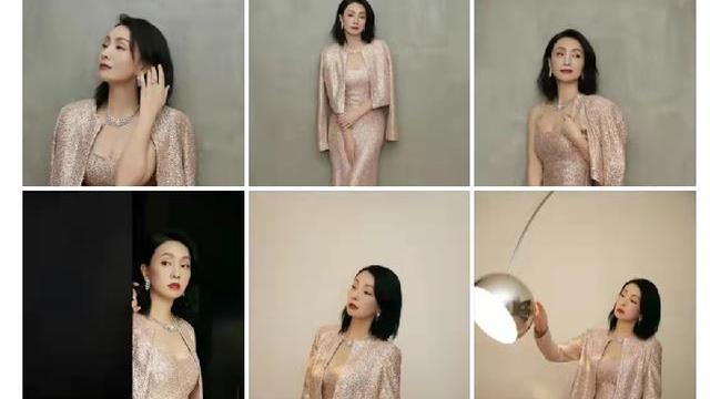 陶虹|陶虹的气场真强大，穿亮片礼服拍大片，摆拍豪放贵气逼人