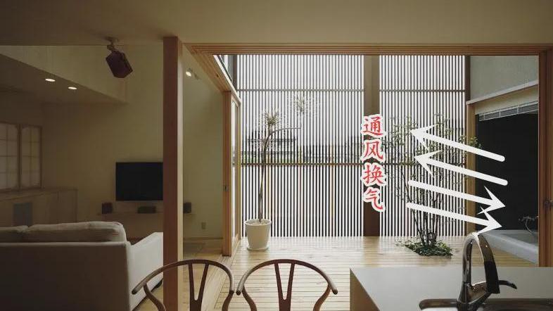 日本阳台又不大，一半晾晒还要留一半享受，干脆把浴室都移到这了