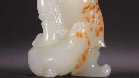 和田玉籽料|旧藏-和田玉籽料罗汉摆件