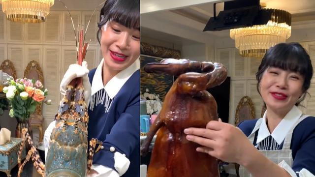 大S|孙耀威夫妇海鲜大餐太豪华！桌上龙虾比胳膊还长，鲍鱼摆满一大盘