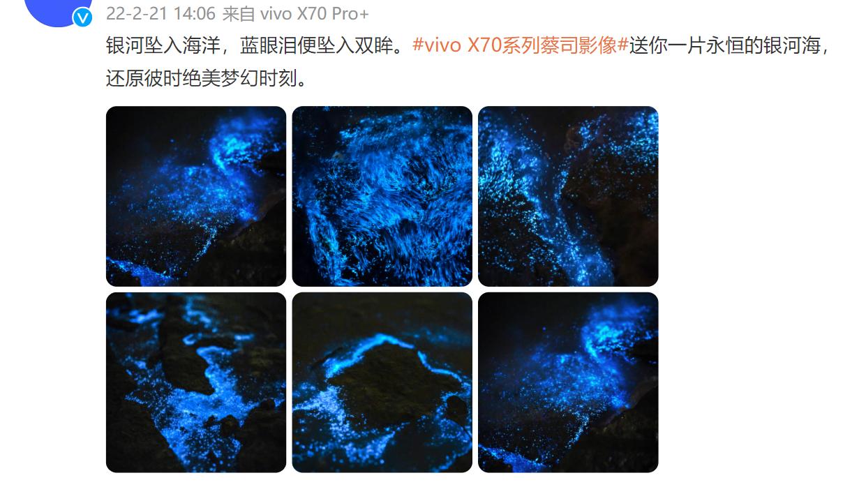 绝美“蓝眼泪”惊艳众网友，vivo X70 Pro+影像实力获得广泛认可