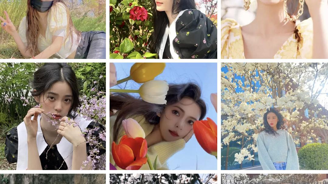 杨幂|众女星晒春日大片隔空比美，唐艺昕温婉孙怡可爱，杨幂少女感十足