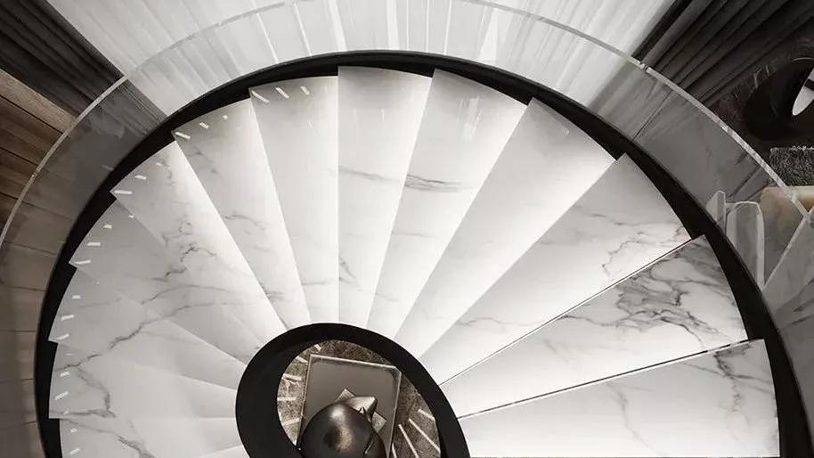 岩板做旋转楼梯，一眼看不到边，感觉真奇妙！