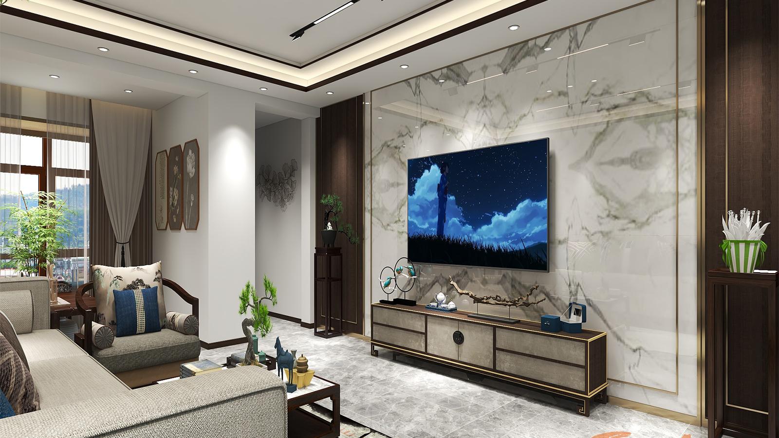 【鲁班装饰】紫鸢堡186m2新中式风格 浓郁的东方特色