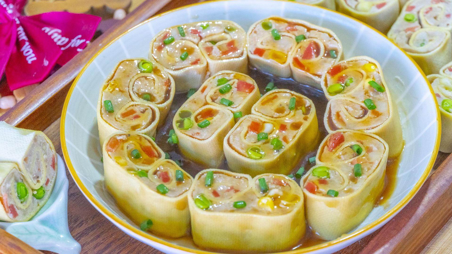 豆腐皮|快过年了，“吉祥如意卷”记得做，好吃好看，年味儿十足，寓意好