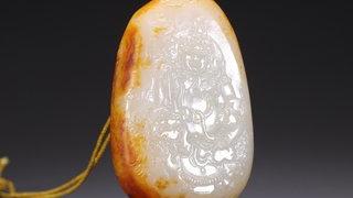 和田玉籽料|旧藏·和田玉籽料黄财神原石雕