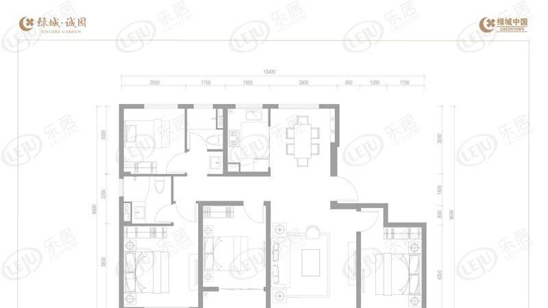 好住丨绿城诚园134㎡户型长面宽短进深设计，通透明亮采光好