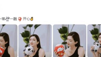 江疏影|江疏影晒与冰墩墩雪容融合照，称终于实现一墩一融