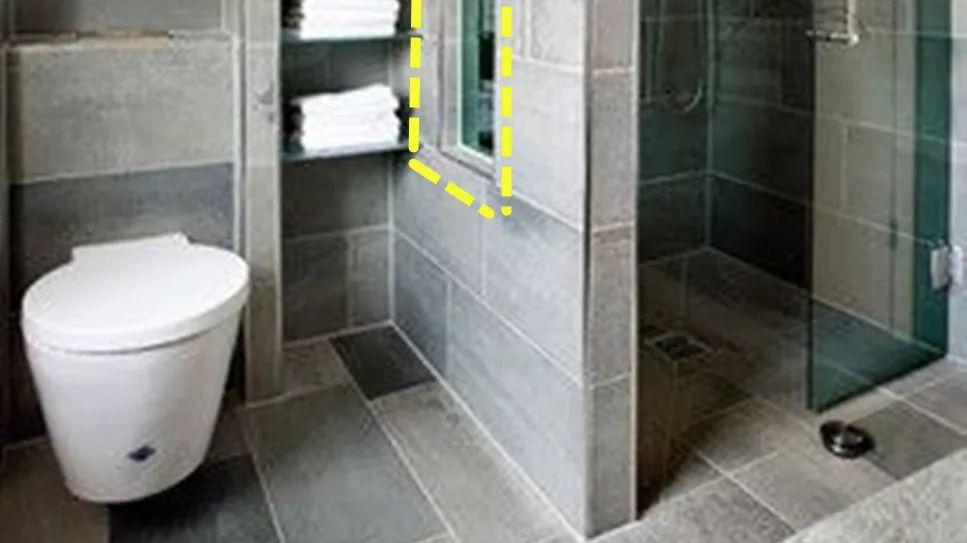 头次见这么聪明的，淋浴房隔断墙留一半嵌入玻璃，卫生间亮堂2倍